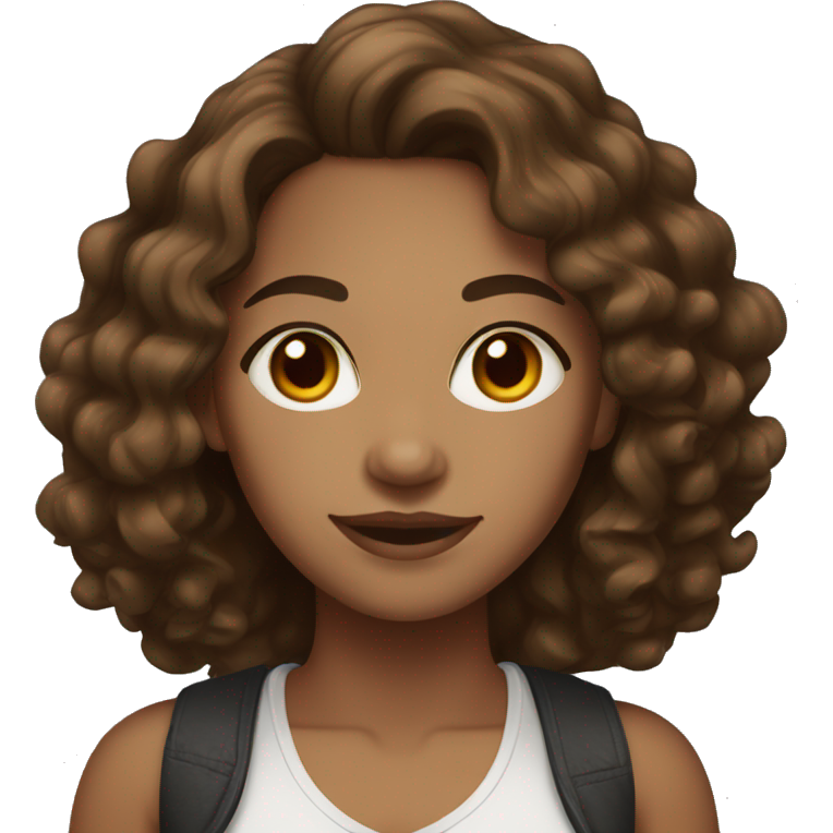 Light brown skin with dark brown curly hair and brown eyes woman