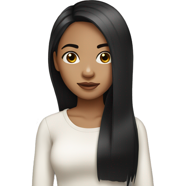 Light skin girl with straight black hair