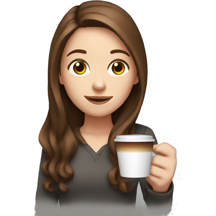 White girl, with brown hair, holding coffee