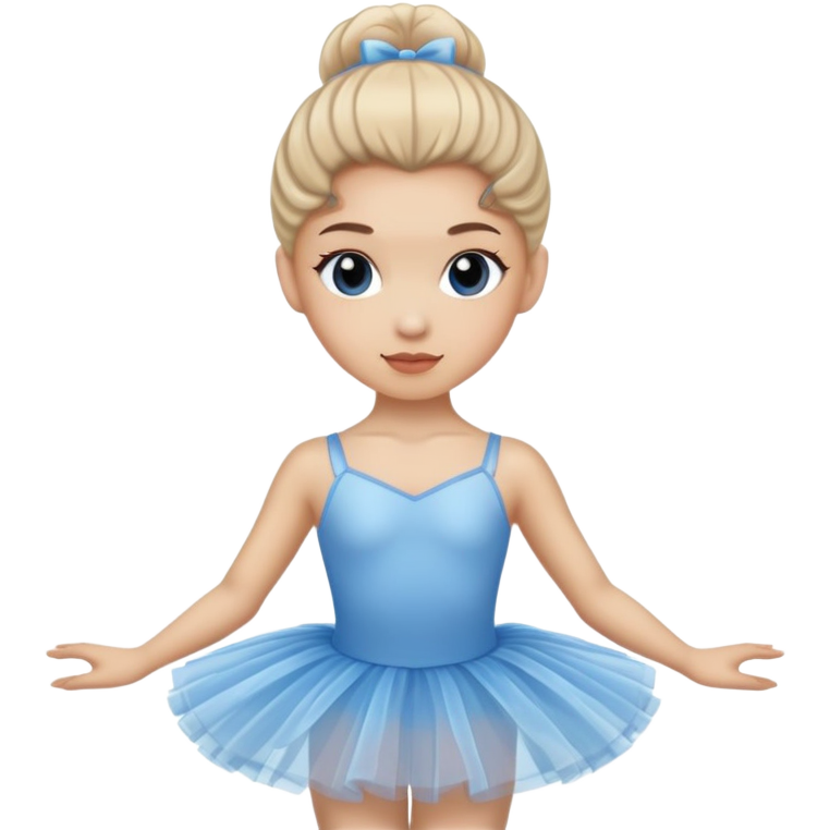 Ballerina with light skin and light hair, wearing blue tutu
