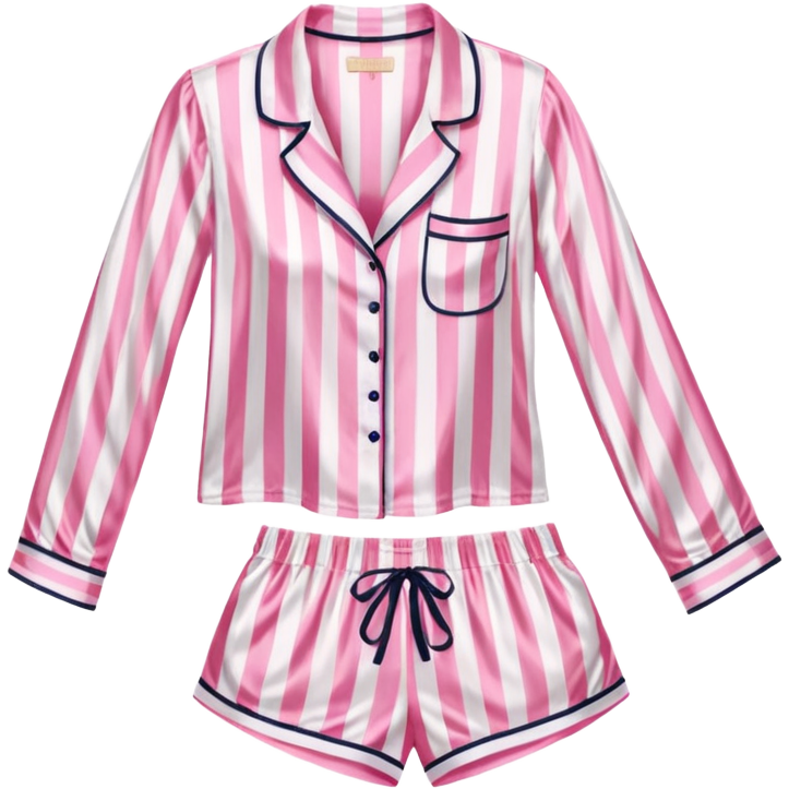 Striped pink and white silk Victoria’s Secret pajama set