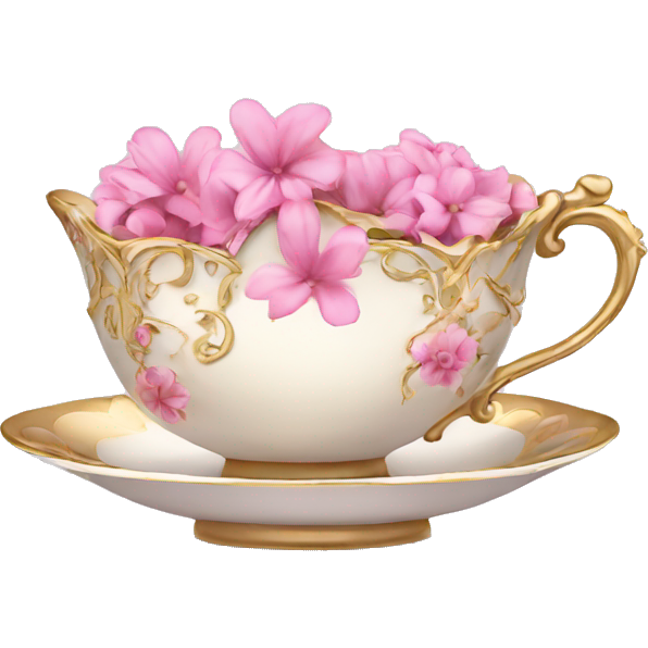 Princess tea cup with pink flowers and gold details