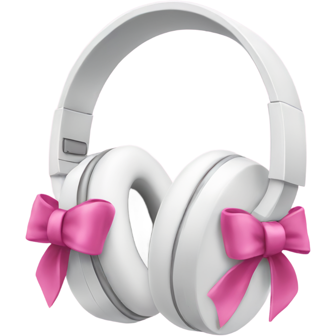 White headphones with pink bows
