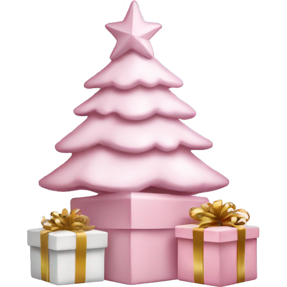 Light pink Christmas gifts under a white Christmas tree