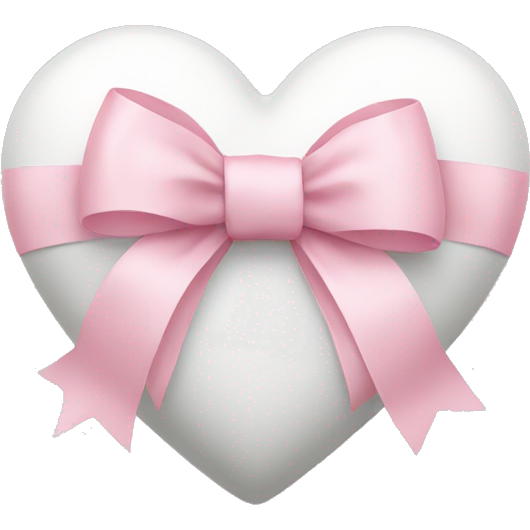 White heart with light pink ribbon bow