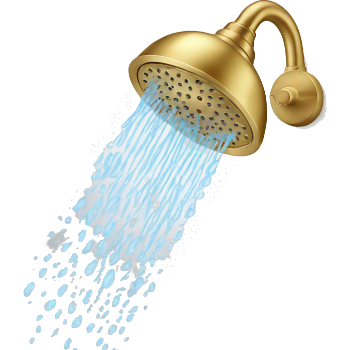 Shower Head in Gold with Water coming out