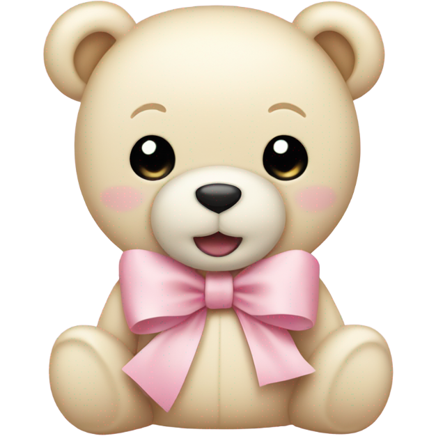 Cream colored teddy bear with pastel pink bow