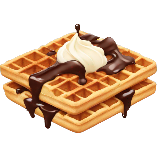 Waffle with chocolate and cream