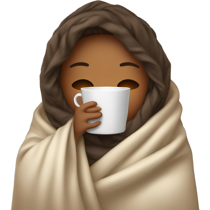 Girl inside a blanket sipping coffee eyes closed