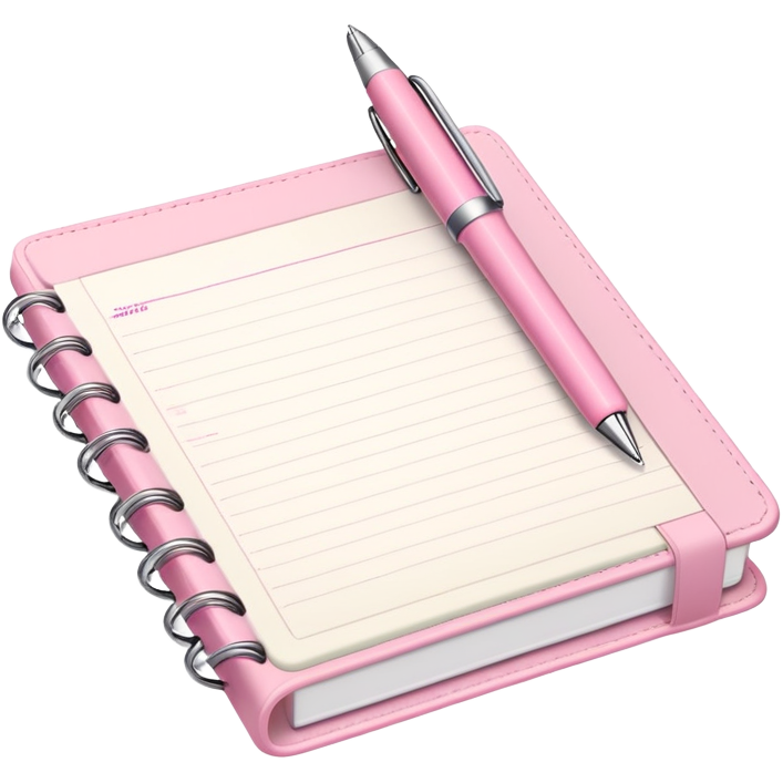 Light Pink Planner open notebook with pink pen