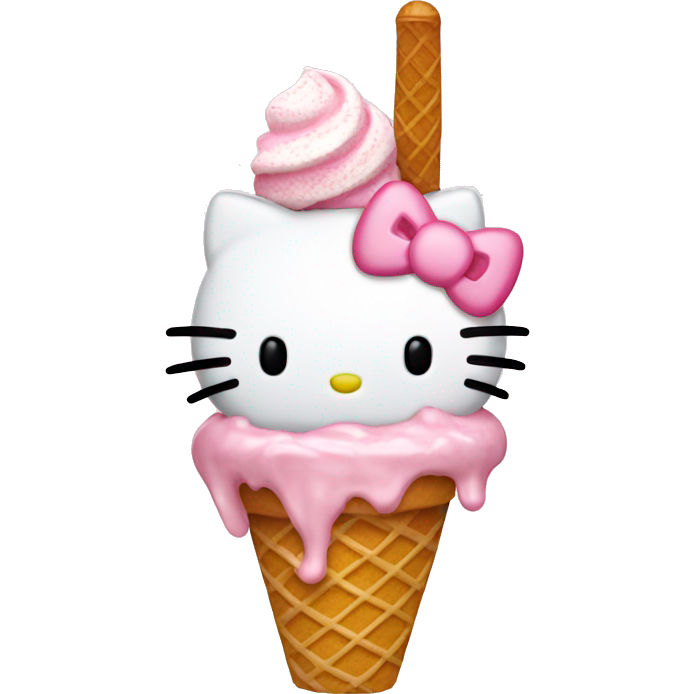 Hello kitty eating an ice cream shes light pink