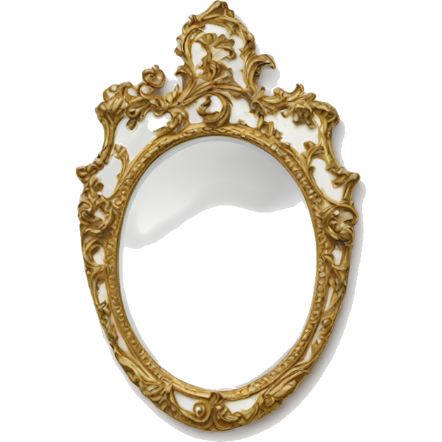 Vintage rococo white hand mirror