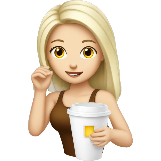 White girl drink from cup