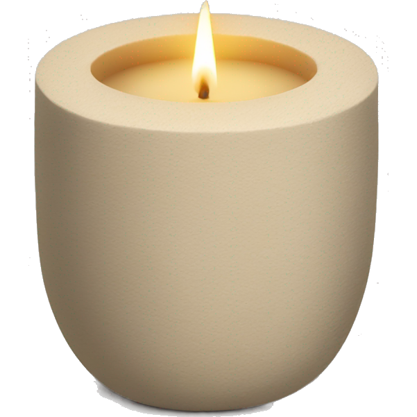 Candle in beige concrete ridged vessel