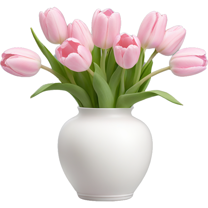 Light pink tulips in white vase