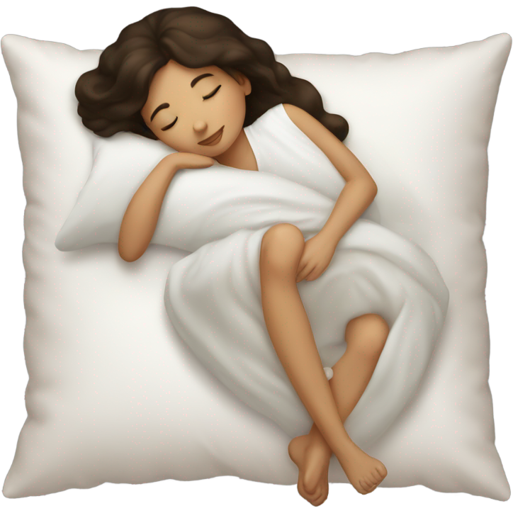 Sleeping beauty brunette white girl with a silk pillow