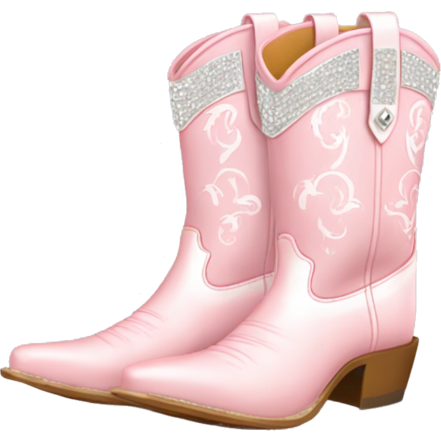 Light pink and white lined cowgirl boots with rhinestones