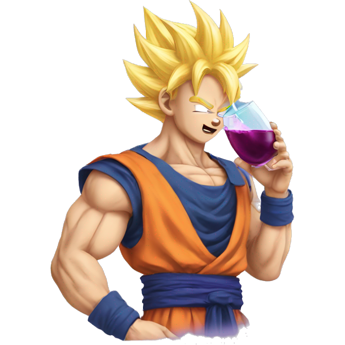 Super saiyan Goku drinking grape juice