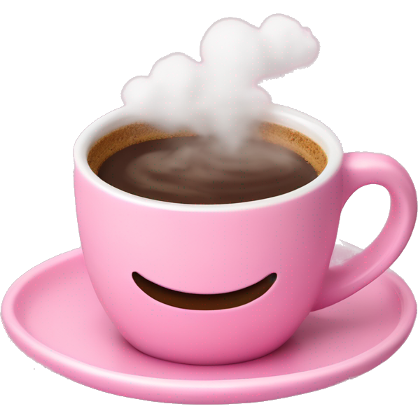 Frothed hot coffee in pink cloud mug and saucer