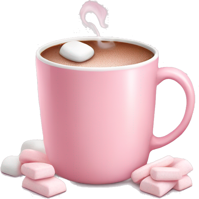 Light Pink mug of hot chocolate with marshmallows