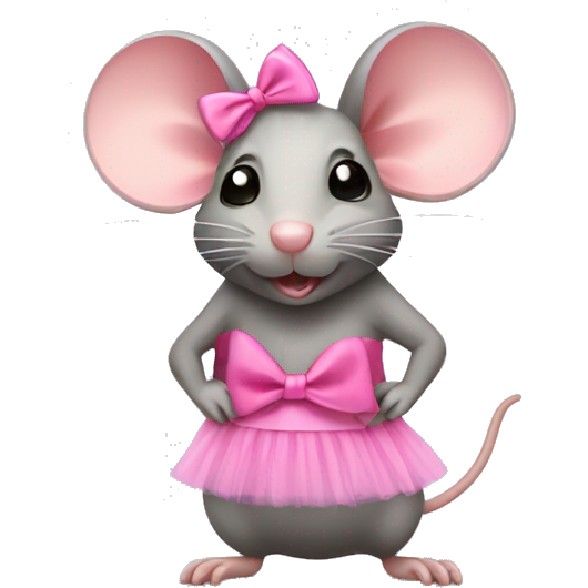 Rat wearing tutu with a pink bow on his head