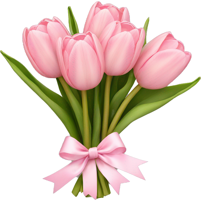 Light pink tulip bouquet with light pink bow