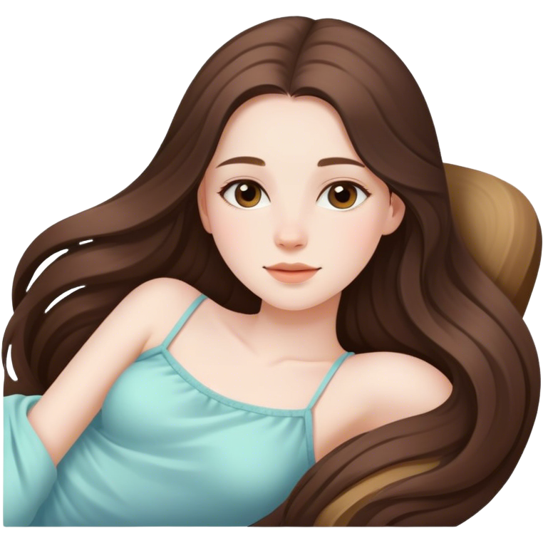 Beautiful pale brunette girl with long hair relaxing