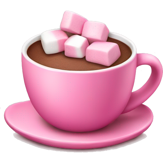Hot chocolate pink cup with marshmallows pink
