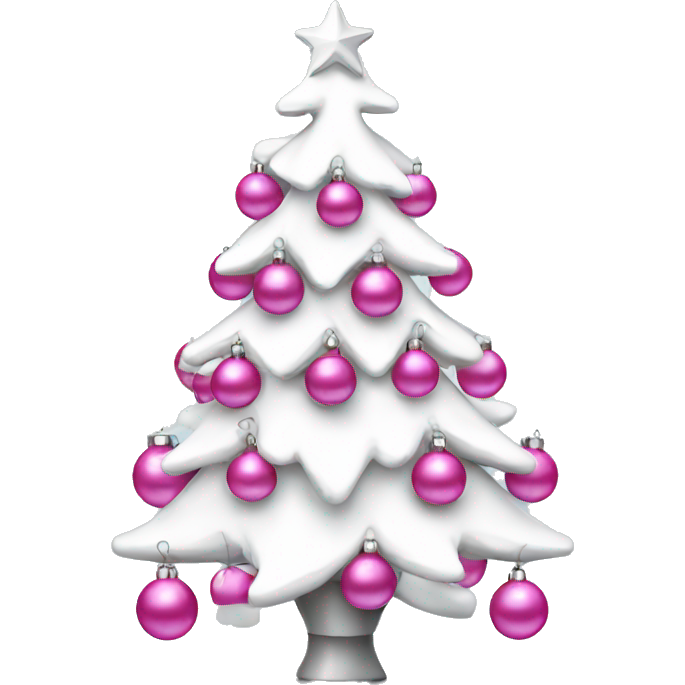 White Christmas tree with pink ornaments