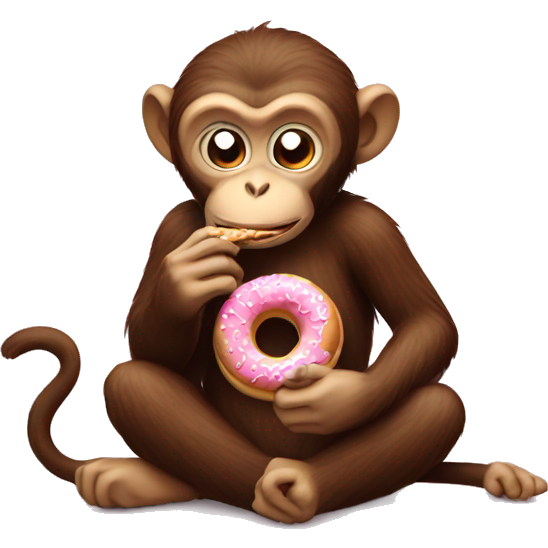 Monkey eating donut