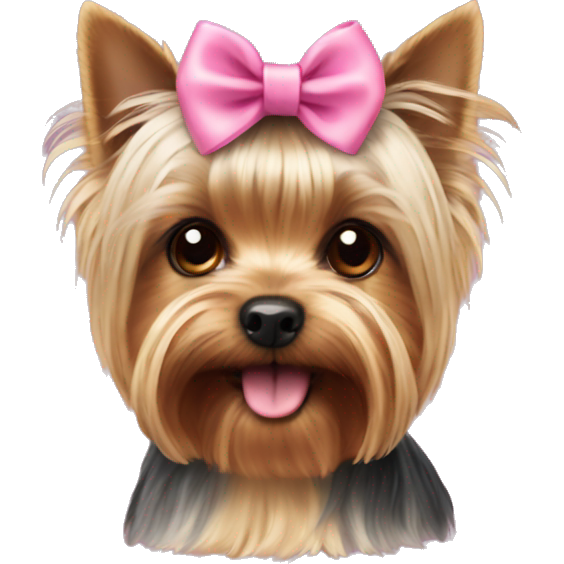 Yorkshire Terrier mini with a pink bow on its head