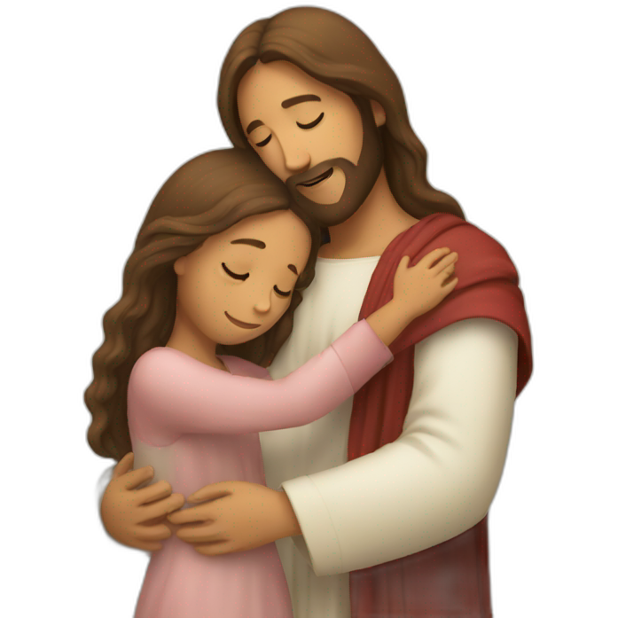 Jesus hugs a girl