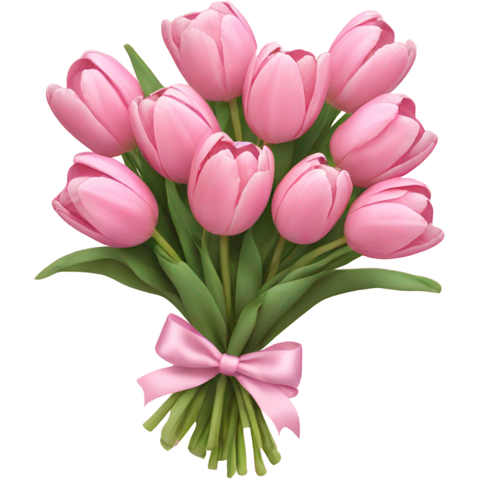 Pastel pink tulip bouquet with bow and heart