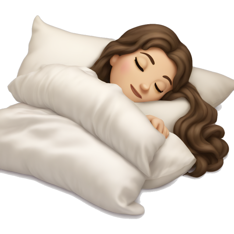 Sleeping beauty brunette white girl with a silk pillow