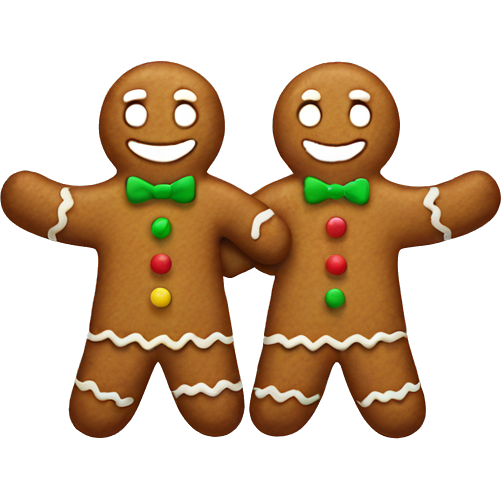 Two gingerbread men holding hands