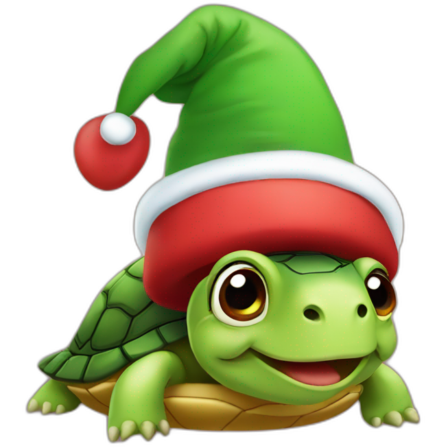 A turtle with a cristmas hat