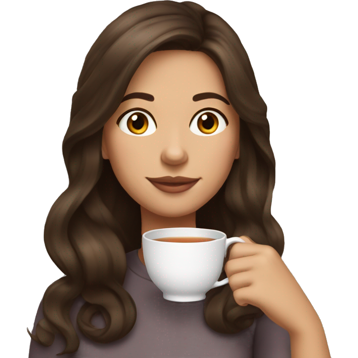 Girl sipping tea brunette hair