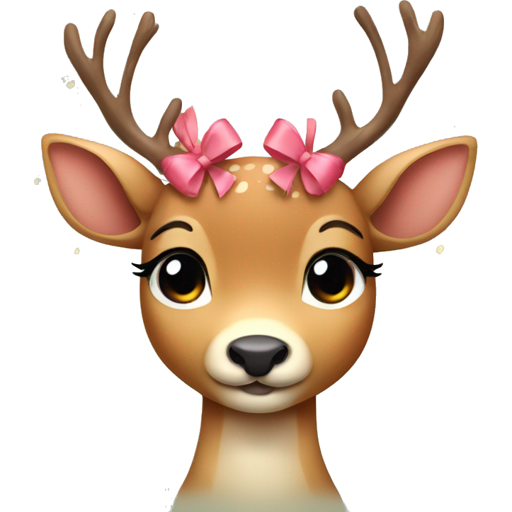 2 cute little deer with bows on their heads hugging