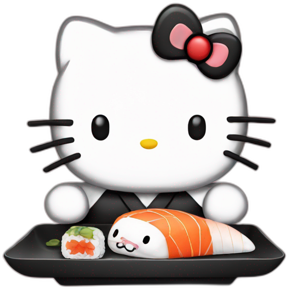 Hello kitty eat sushi