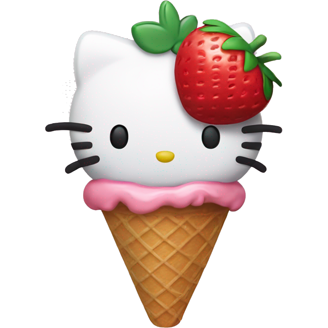 Hello kitty holding a strawberry ice cream cone