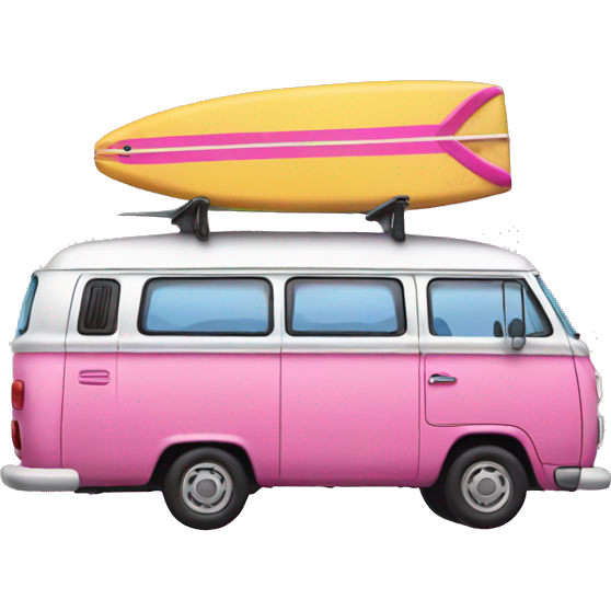 Pink van with a surf board