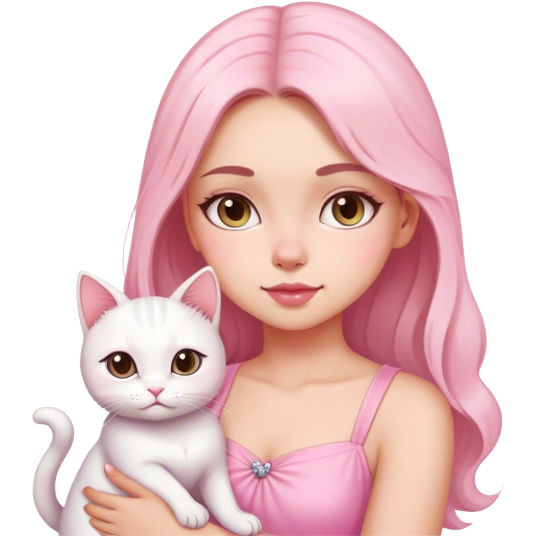 Girl in pink dress with cat