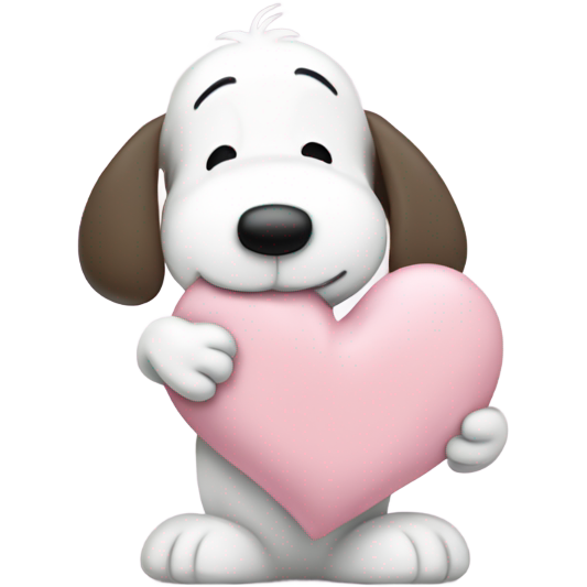 Pastel pink heart with snoopy hugging woodstock in it