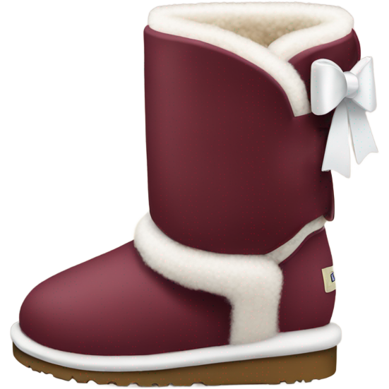 Burgundy Ugg boots with a white bow