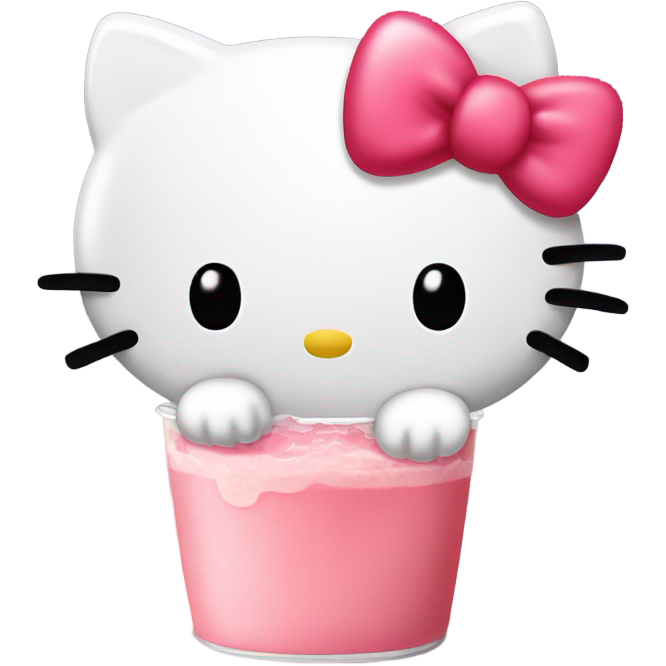 Hello kitty drinking boba