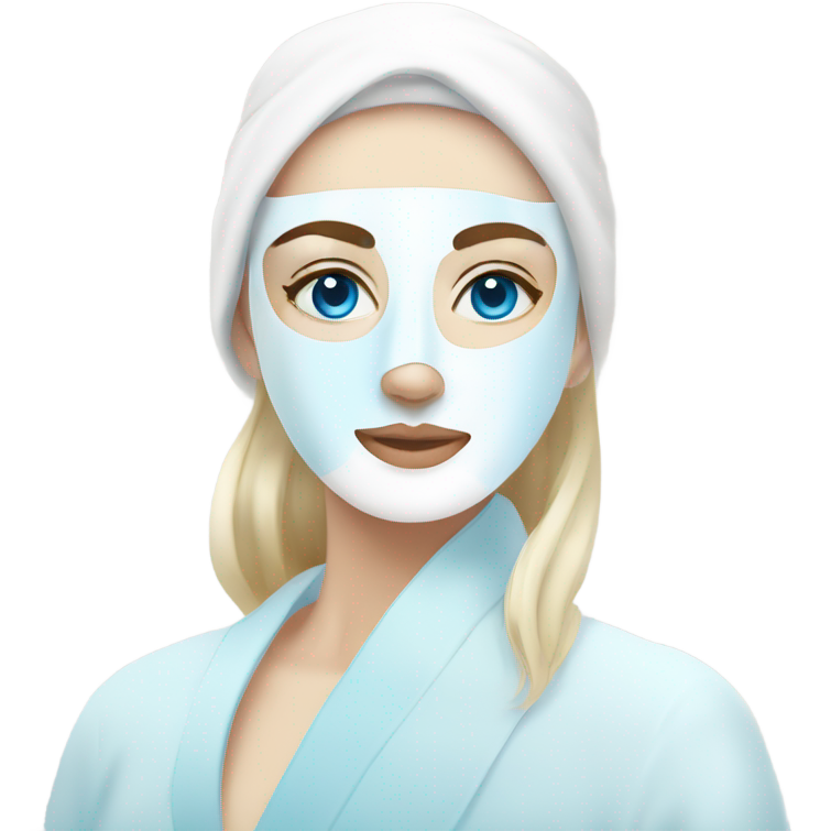 Lady with blue eyes white face mask spa beauty full face relaxing