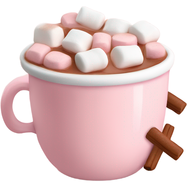 Light Pink mug of hot chocolate with marshmallows