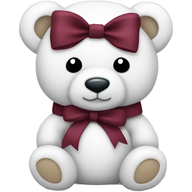 White cute teddy bear with a burgundy bow