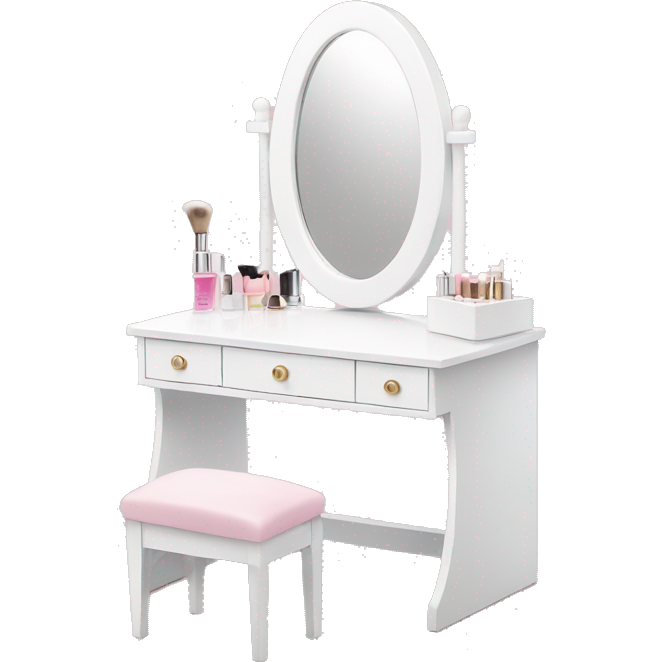 White Makeup vanity with light pink makeup