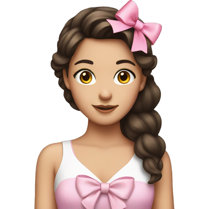 Brunette girl with pink bow in her hair